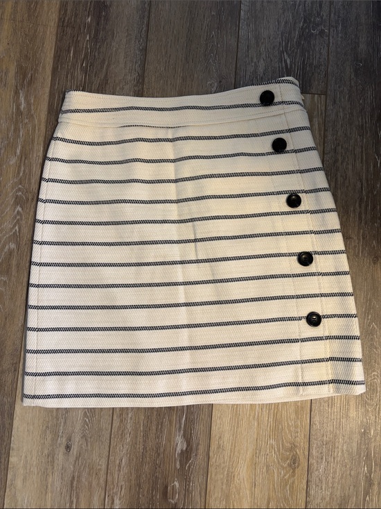 Ann Taylor Dresses & Skirts - Ann Taylor White and Black Striped Button-Detail Mini Skirt